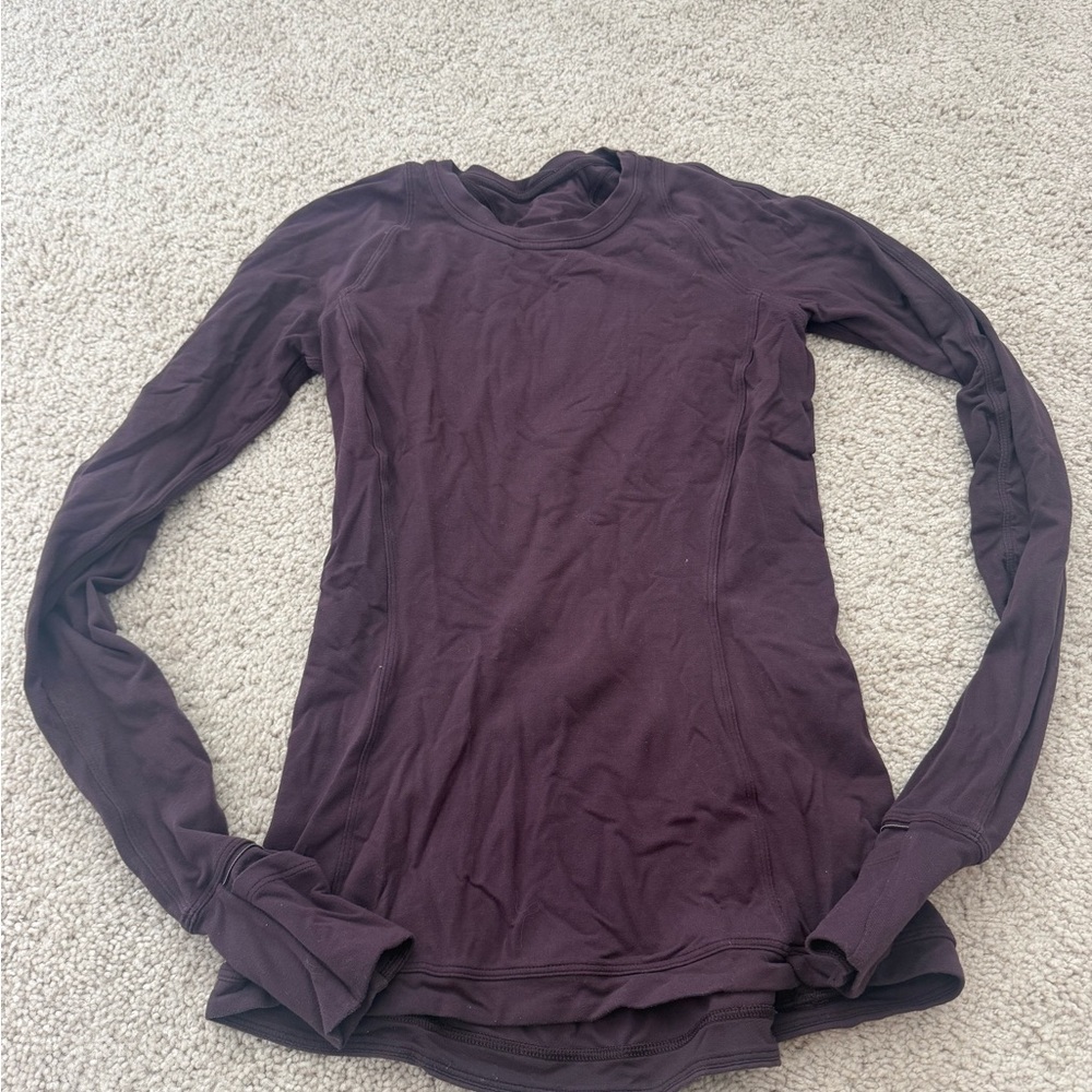 lululemon athletica Long Sleeve Crew Tee in Deep Plum
